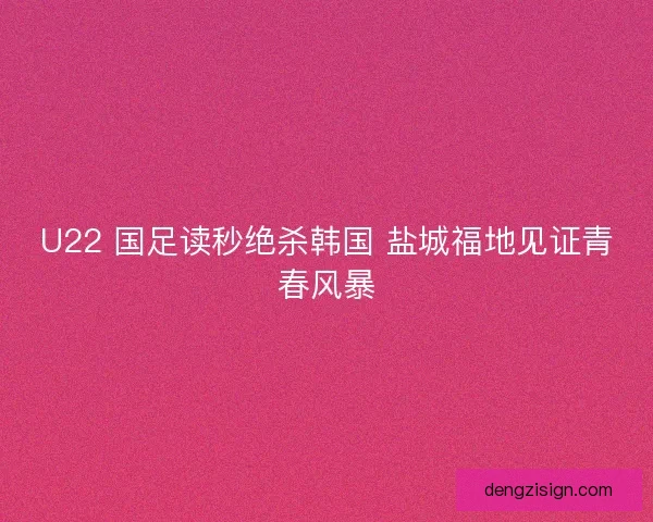 U22 国足读秒绝杀韩国 盐城福地见证青春风暴
