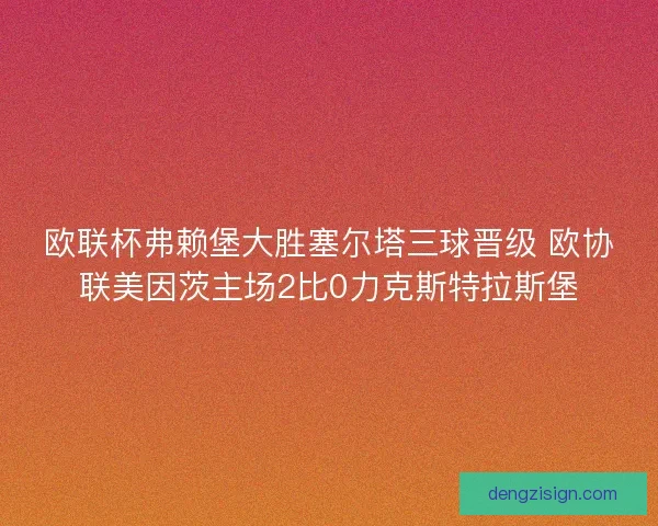 欧联杯弗赖堡大胜塞尔塔三球晋级 欧协联美因茨主场2比0力克斯特拉斯堡