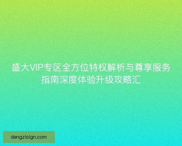 盛大VIP专区全方位特权解析与尊享服务指南深度体验升级攻略汇