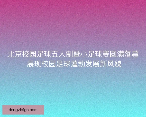 北京校园足球五人制暨小足球赛圆满落幕 展现校园足球蓬勃发展新风貌