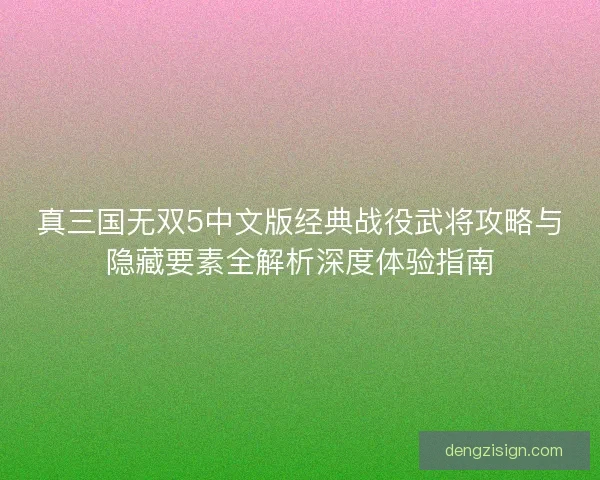 真三国无双5中文版经典战役武将攻略与隐藏要素全解析深度体验指南 真三国无双5中文版经典战役武将攻略与隐藏要素全解析深度体验指南